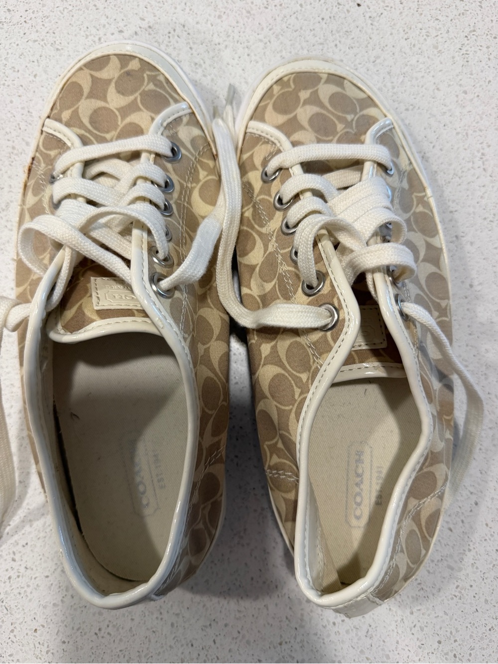 Coach Beige Signature Logo Sneakers